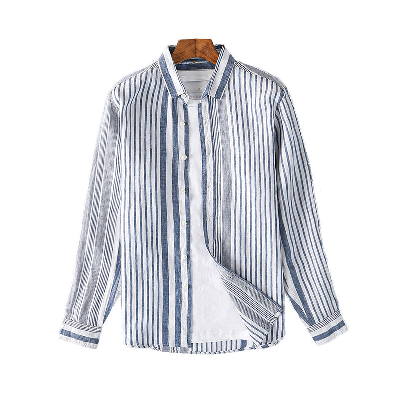 Men s Linen Striped Long Sleeve Linen Shirt C052 Linencool men-s-linen-striped-long-sleeve-linen-shirt-c052-linencool