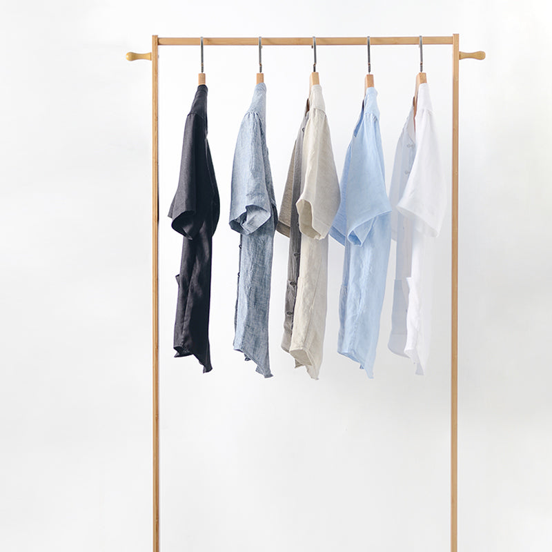 Men's 100% Linen Short Sleeve Shirts With Pockets D007