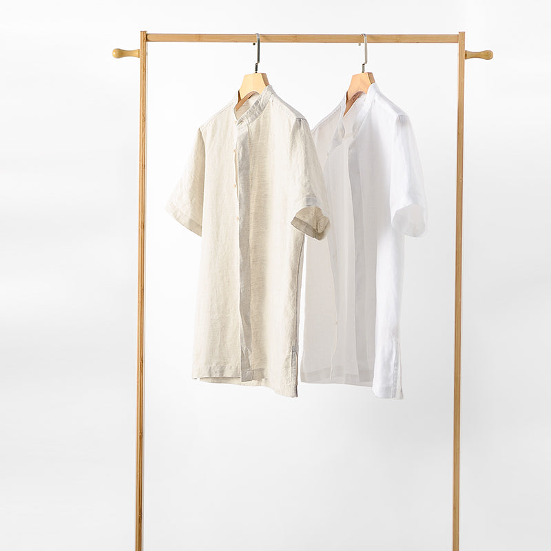 Men's 100% Linen Short Sleeve Button Closure Shirts D020