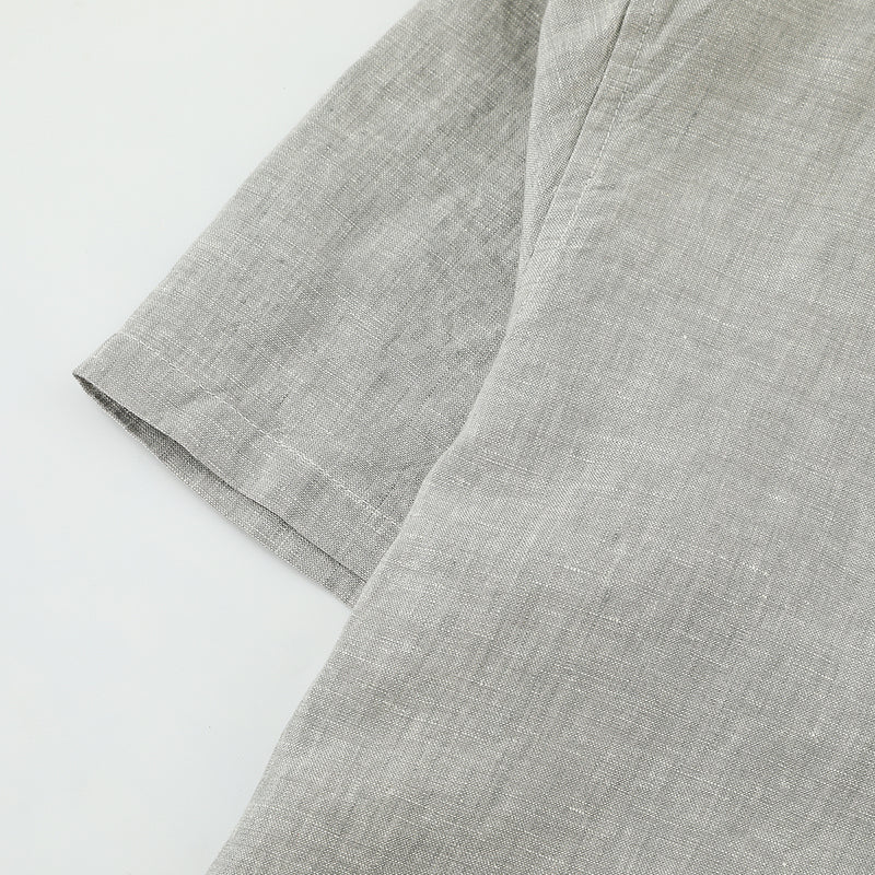 Men's 100% Linen O-neck Grey Button Shirt B034