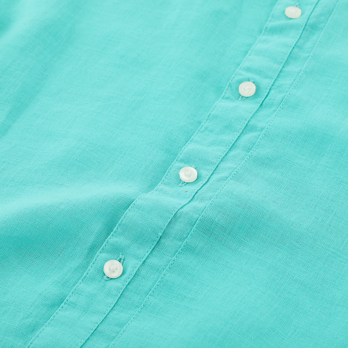 Men's 100% Linen Bands Collar Button Shirt B007