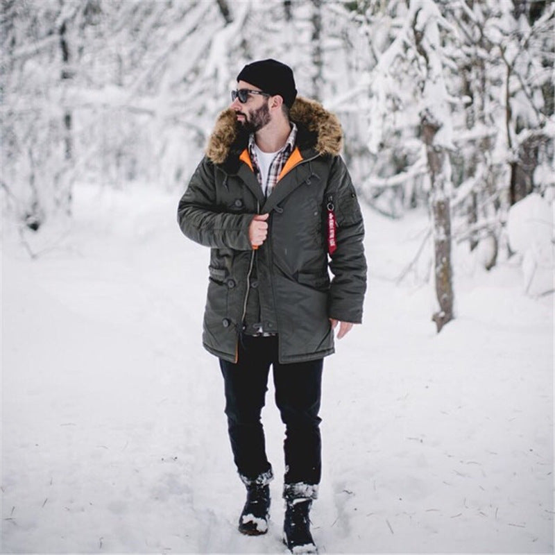 Men's Pilot Air Force Cotton Padded Jacket Winter Hooded Thickened Couple Jacket