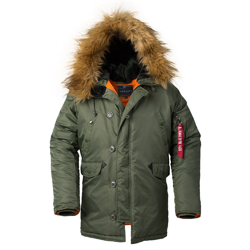 Men's Pilot Air Force Cotton Padded Jacket Winter Hooded Thickened Couple Jacket