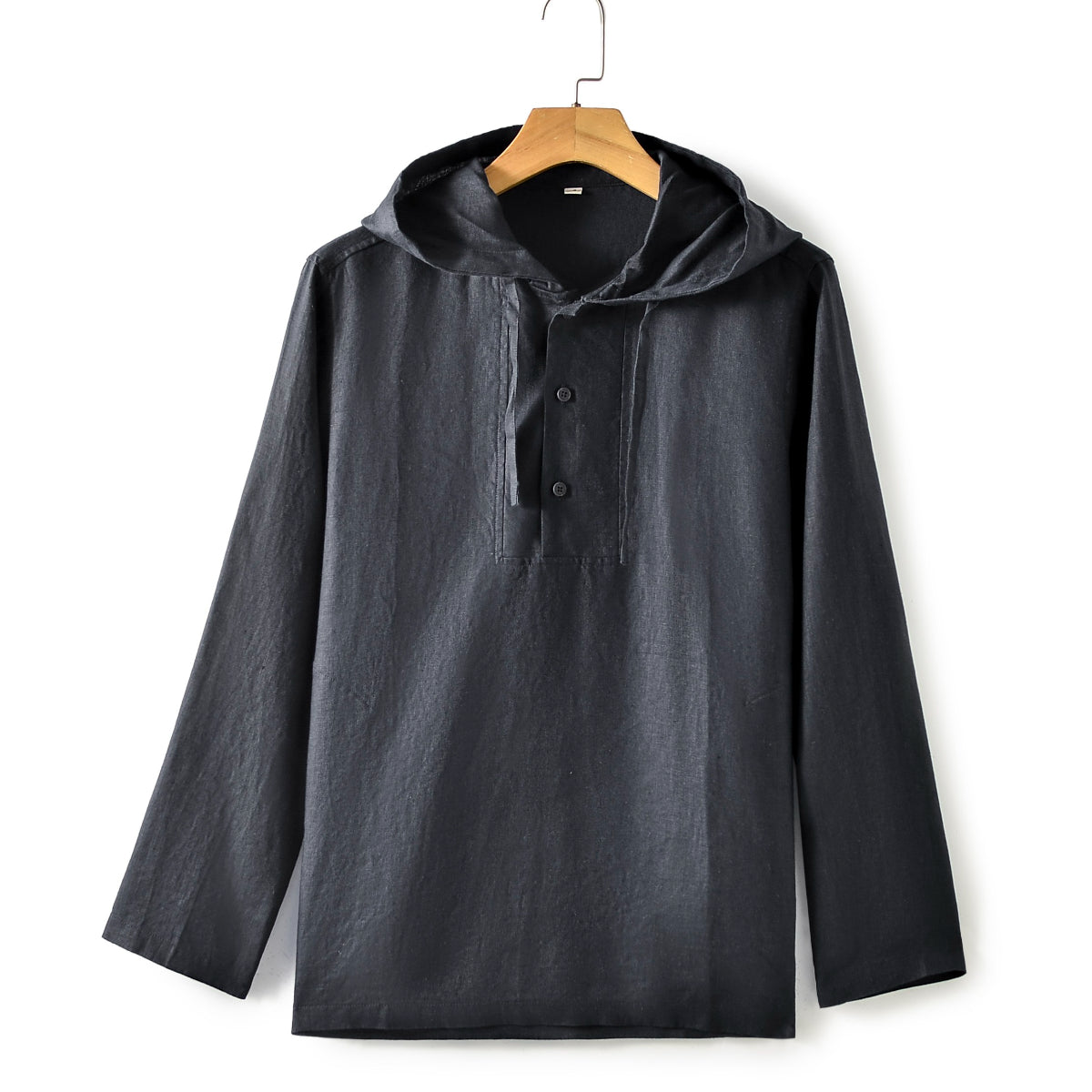 Men's 100% linen Long Sleeve Pullover Hoodie Shirts Top