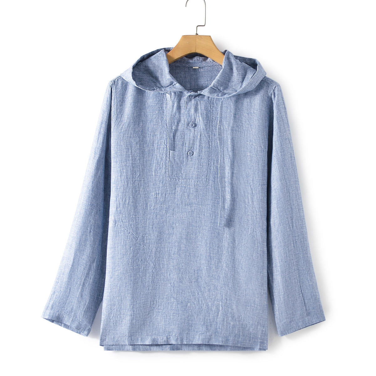 Men's 100% linen Long Sleeve Pullover Hoodie Shirts Top