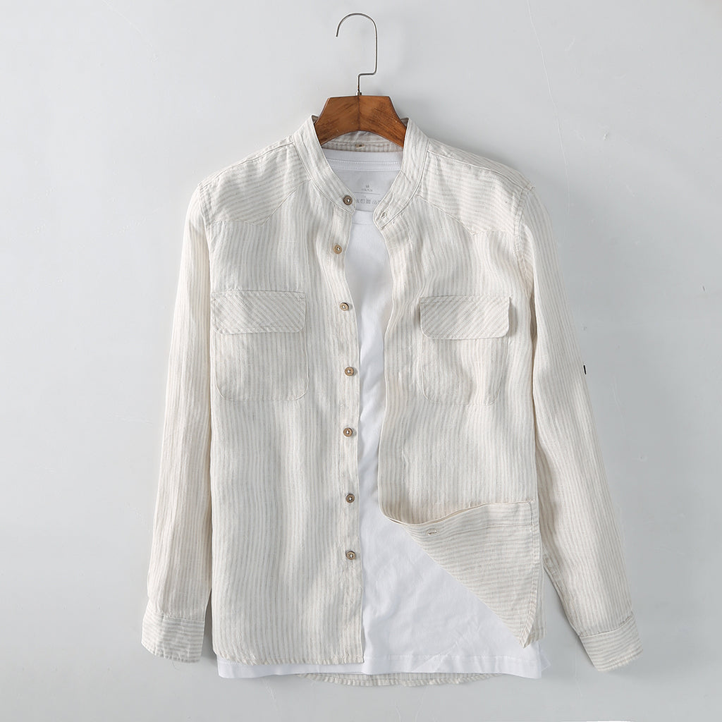 Men's Long Sleeve Linen Shirt C022
