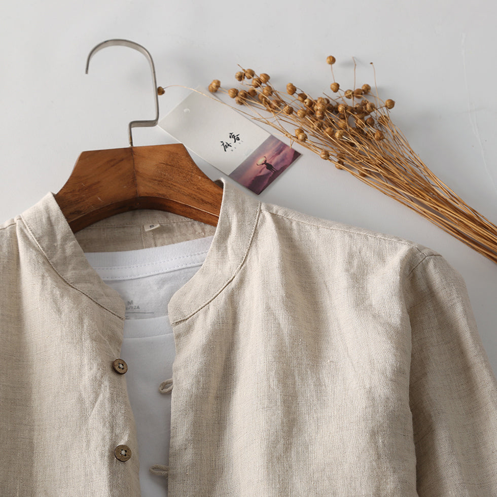 Men's Long Sleeve Linen Shirt C033