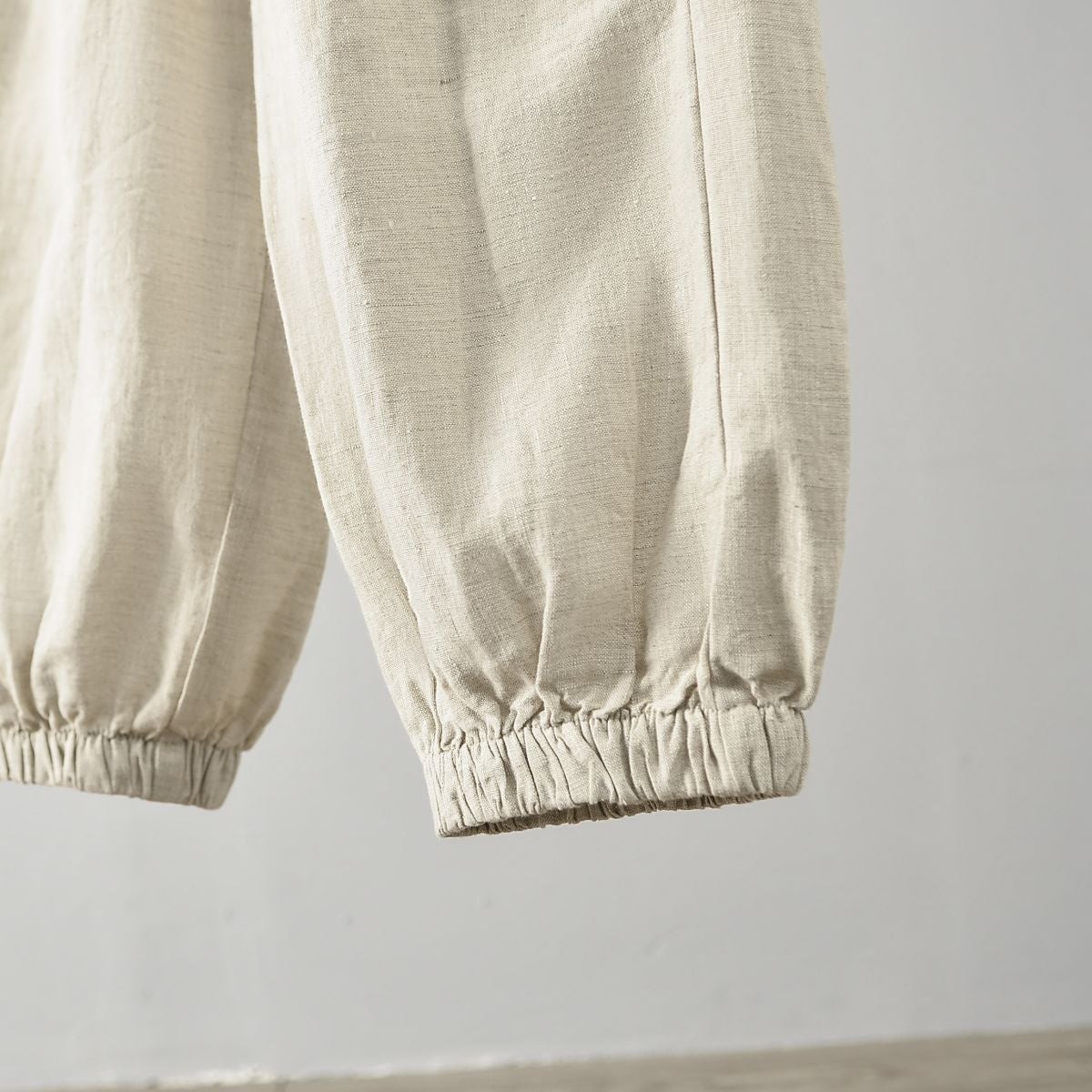 Men's 100% Linen Drawstring Elastic Waist Casual Pants with Elasticated feet E004