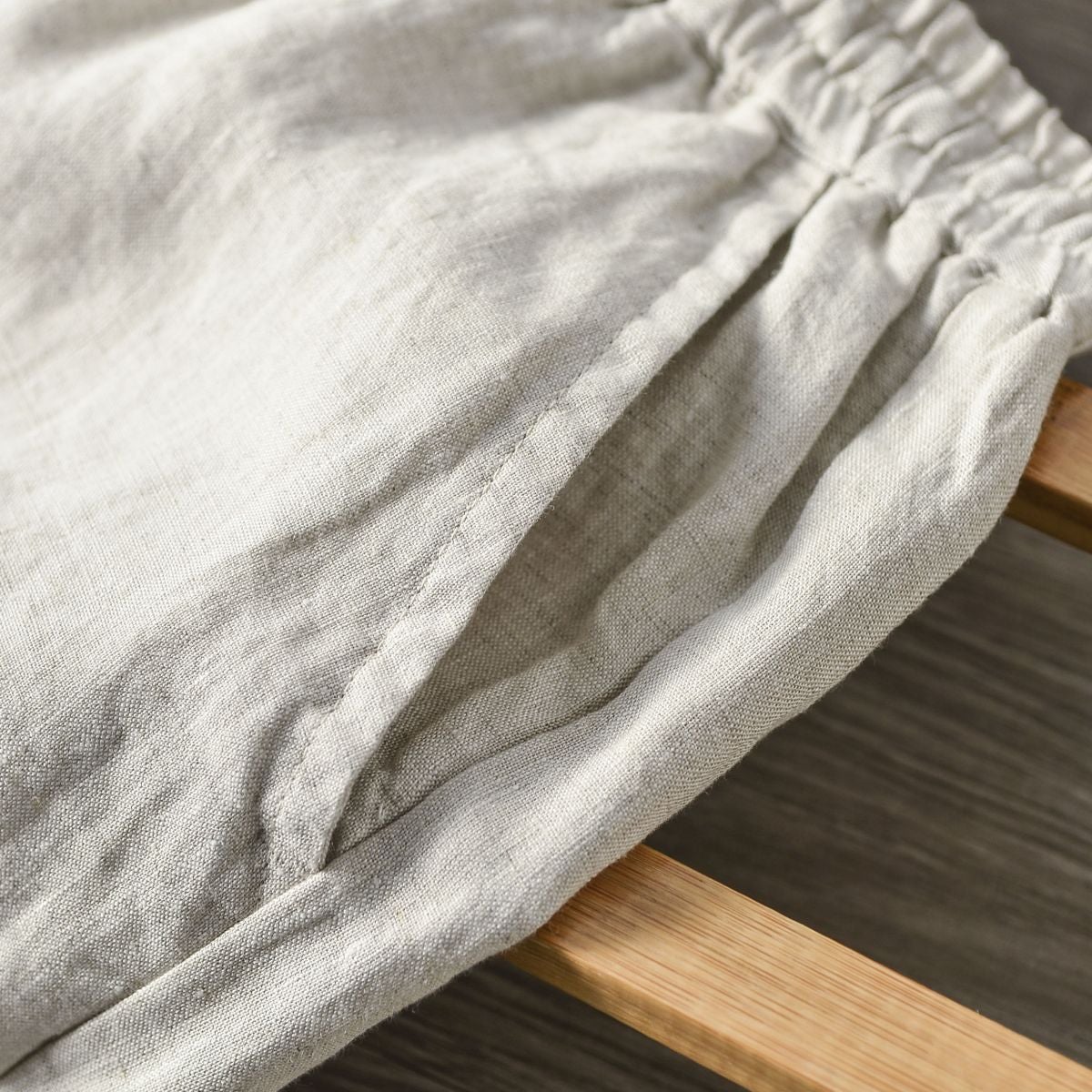 Men's 100% Linen Drawstring Elastic Waist Casual Pants with Elasticated feet E004