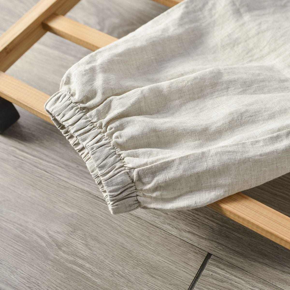 Men's 100% Linen Drawstring Elastic Waist Casual Pants with Elasticated feet E004