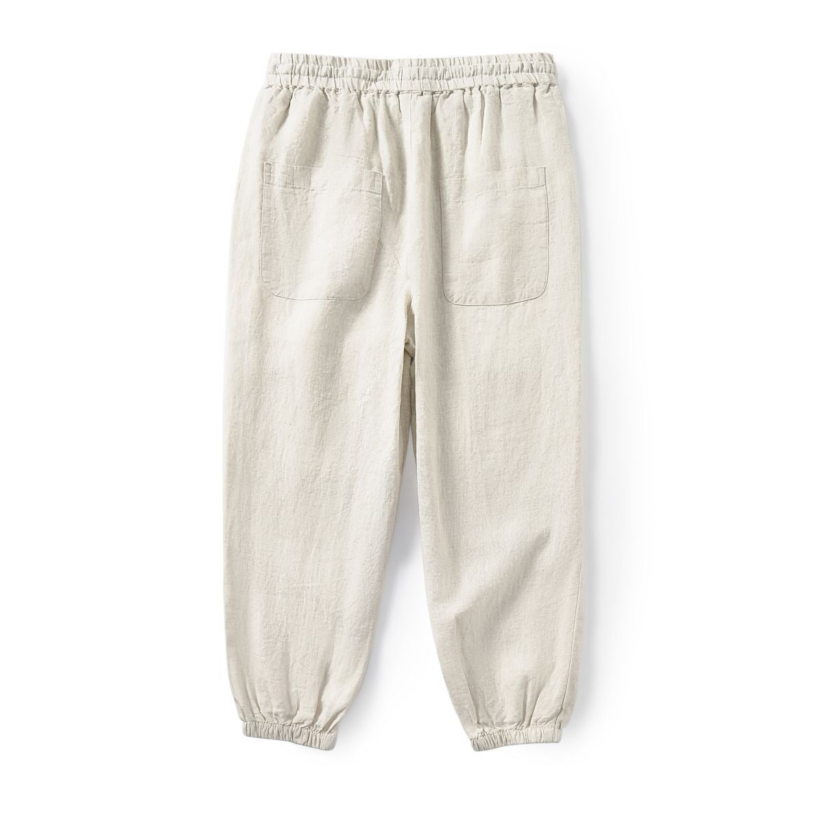 Men's 100% Linen Drawstring Elastic Waist Casual Pants with Elasticated feet E004
