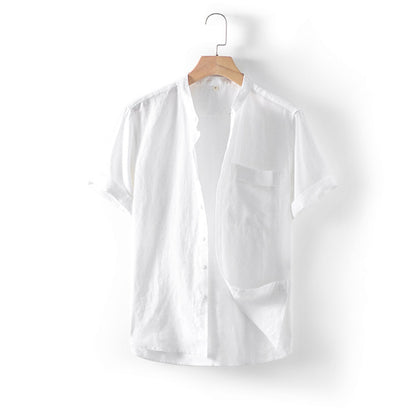 Men's 100% Linen Short Sleeve Button-up Shirts D002