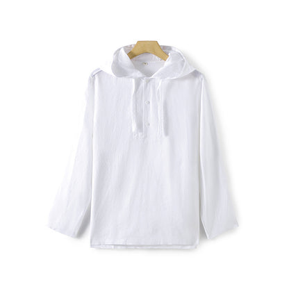 Men's 100% linen Long Sleeve Pullover Hoodie Shirts Top E012