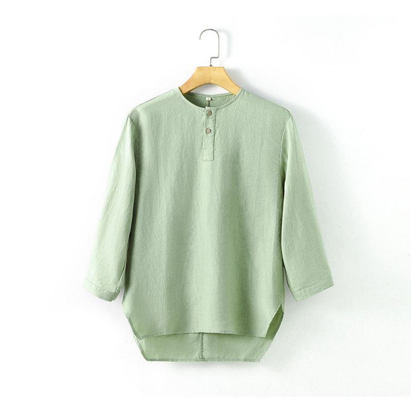 Mens 3/4 Long Sleeve 100% Linen Shirts C009