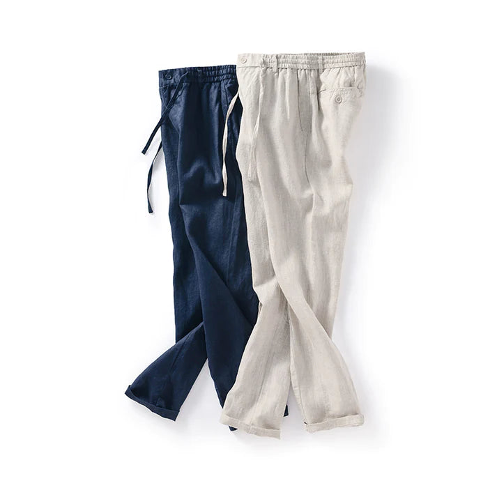 Men's Linen Casual Pants Straight Leg Loose Pants D039