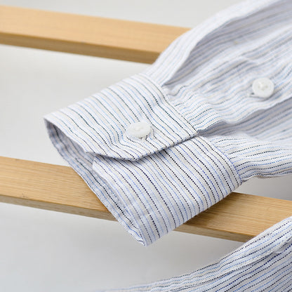 Men's Linen Casual Loose Lapel Striped Shirt F015