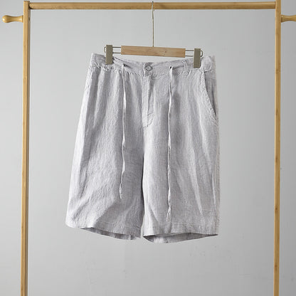 Men's 100% Linen Classic Shorts With Zipper B039