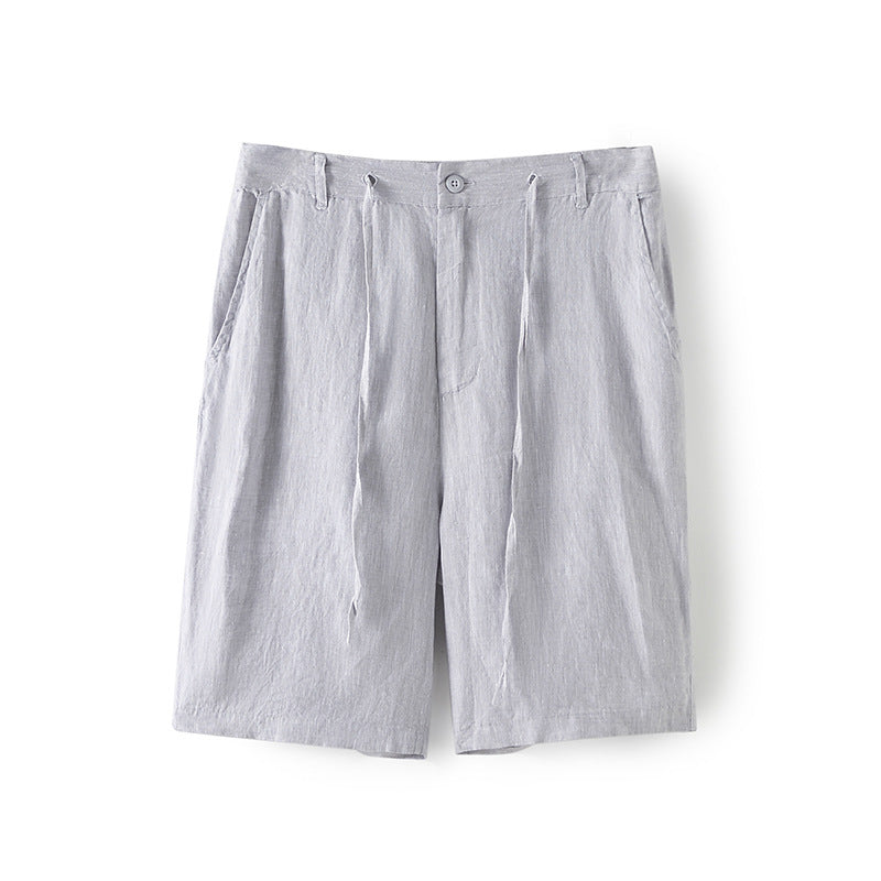 Men's 100% Linen Classic Shorts With Zipper B039