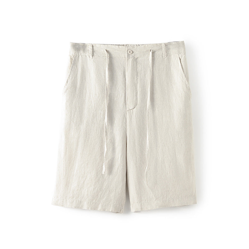 Men's 100% Linen Classic Shorts With Zipper B039