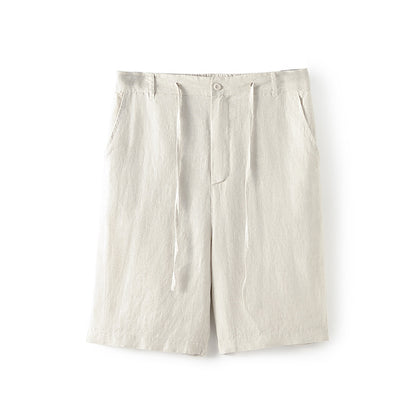 Men's 100% Linen Classic Shorts With Zipper B039