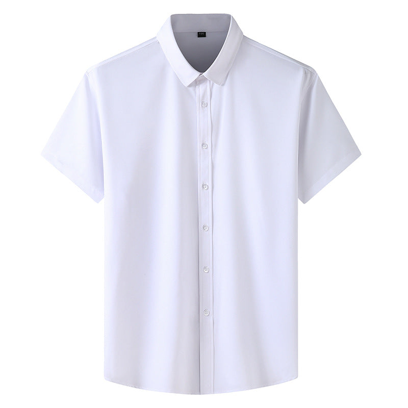 Men's Plus Size Summer Thin Business Casual Short Sleeve Shirt T8850