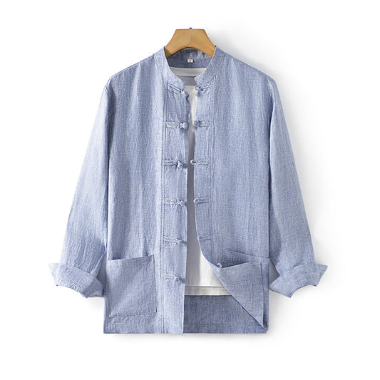 Men's 100% Linen long Sleeve casual shirt E009