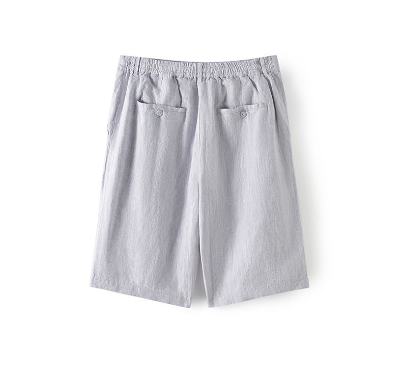 Men's 100% Linen Classic Shorts With Zipper B039