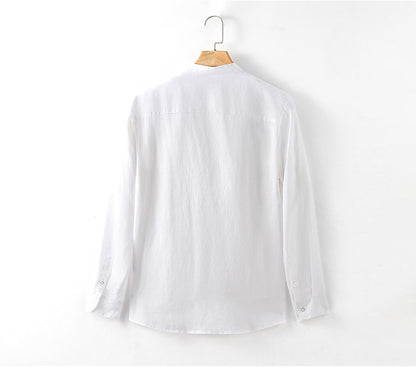 Men's 100% Linen long Sleeve casual fashion shirt E015