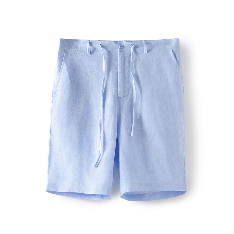 Men's 100% Linen Classic Shorts With Zipper B039