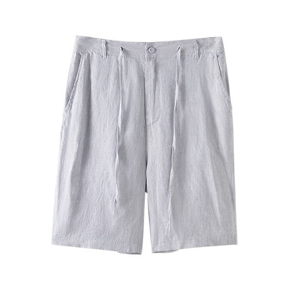 Men's 100% Linen Classic Shorts With Zipper B039