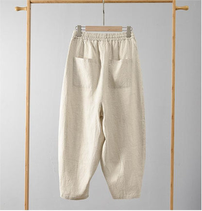 Men's 100% Linen Harem Drawstring Casual pants E005