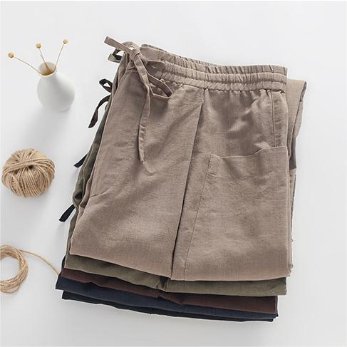 Men's Linen Pants Loose Breathable Casual Large Straight Pants D050