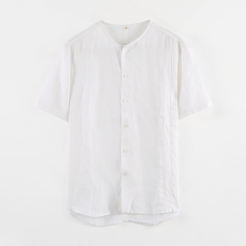 Men's 100% Linen Button-up Collar Casual Shirt B008