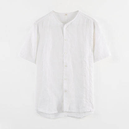 Men's 100% Linen Button-up Collar Casual Shirt B008