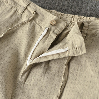 Men's 100% Linen Striped Relaxed Fit Linen Pants B040