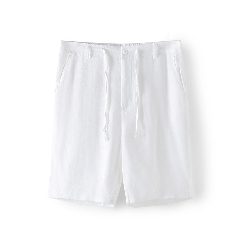 Men's 100% Linen Classic Shorts With Zipper B039