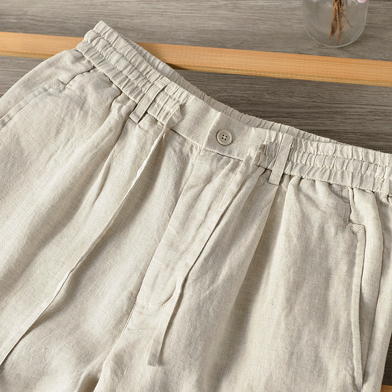 MEN'S 100% LINEN CASUAL DRAWSTRING PANT E002