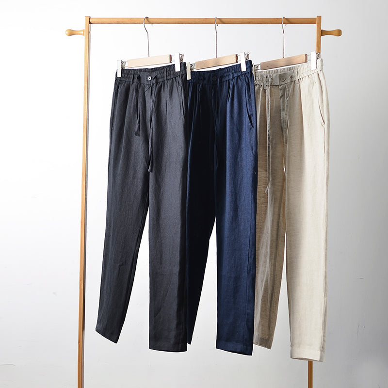 MEN'S 100% LINEN CASUAL DRAWSTRING PANT E002