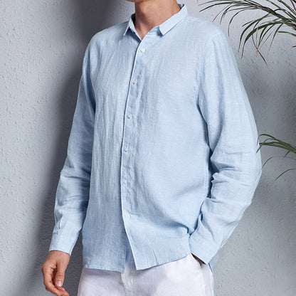 Men's 100% Linen Relaxed Fit Collar Shirt B024