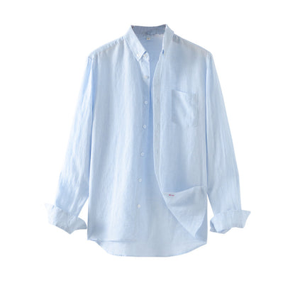 Men's 100% Linen Button Down Pocket Shirt A015