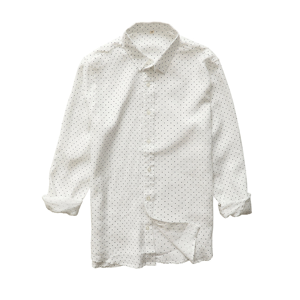 Men's 100% Linen Collar Wave Point Shirt B046