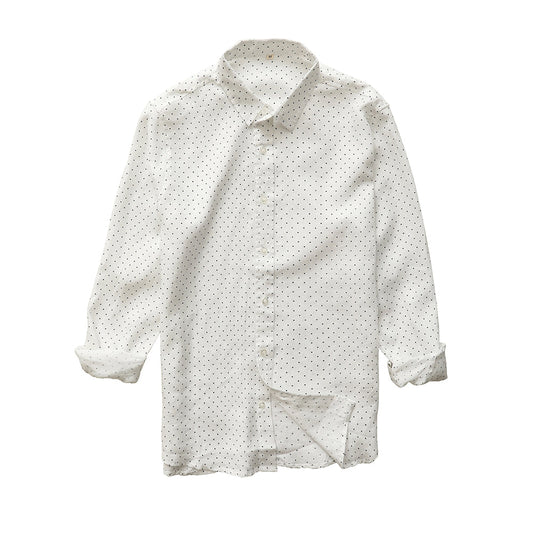 Men's 100% Linen Collar Wave Point Shirt B046