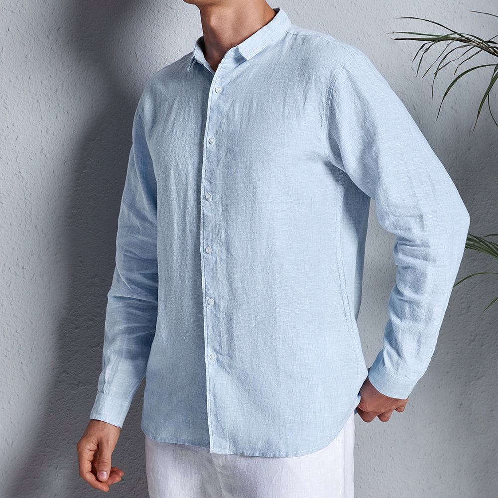 Men's 100% Linen Relaxed Fit Collar Shirt B024