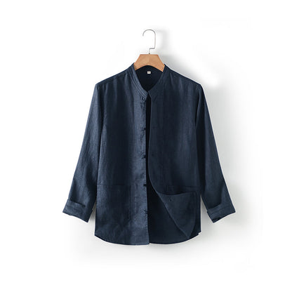 Men's 100% Linen Long Sleeve Shirts D015