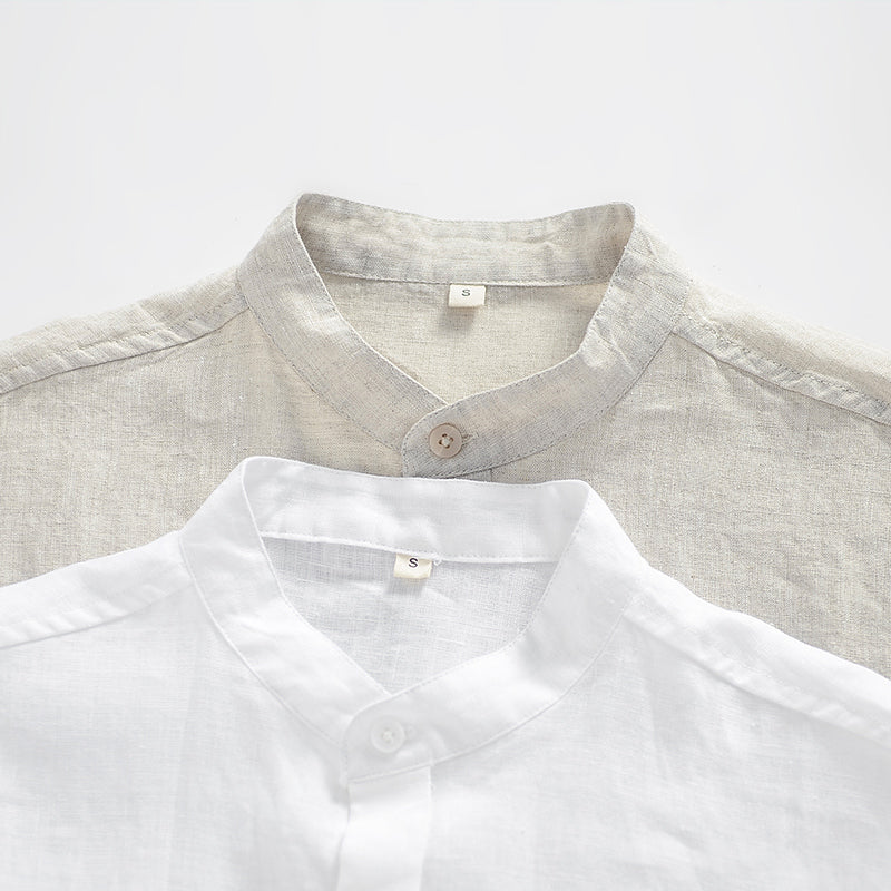 Men's 100% Linen Short Sleeve Button Closure Shirts D020