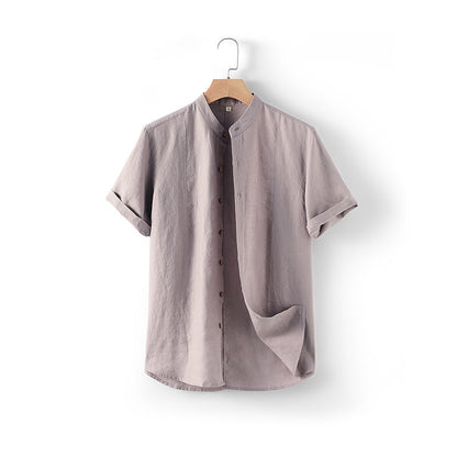 Men's Full Front Buttons 100% Linen Short Sleeve Shirts D022