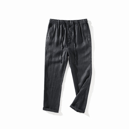 Men's Casual 100% Linen Drawstring Pants With Pockets 060