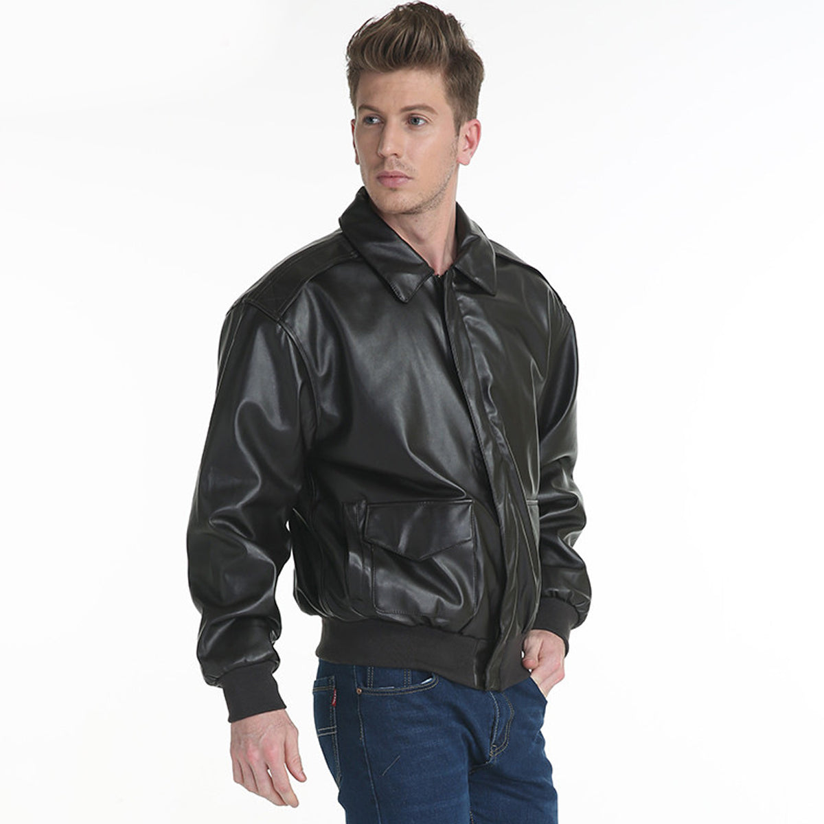 Men's Aviator Leather Winter Jacket