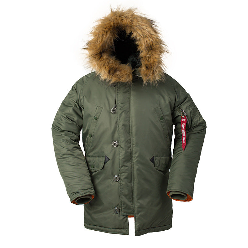 Men's Pilot Air Force Cotton Padded Jacket   Winter Hooded Thickened Couple Jacket