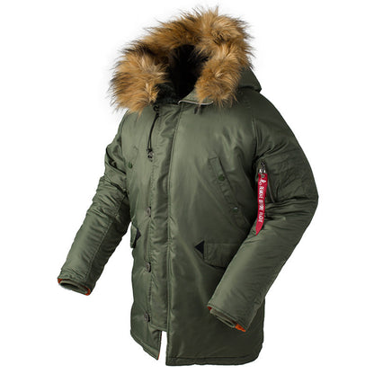 Men's Pilot Air Force Cotton Padded Jacket   Winter Hooded Thickened Couple Jacket